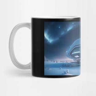 White futuristic house in snowy place Mug